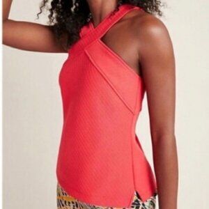 Anthropologie Textured Criss Cross Neck Halter